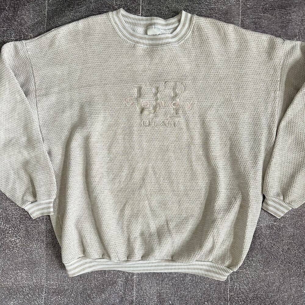 Women's Vintage 90s Carolina Smile USA Sandy Utah Pink Crewneck Sweatshirt Sz XL